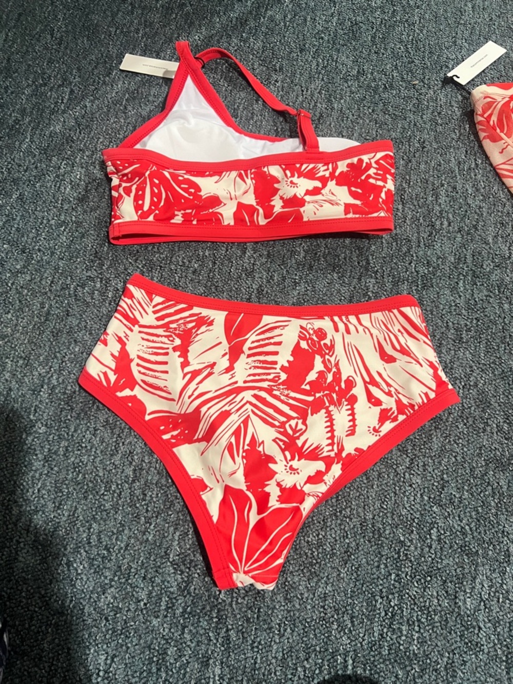NWT COMMENSE 3 piece beach vacation Red Floral Bikini Set Maxi Skirt high waist - Picture 3 of 15
